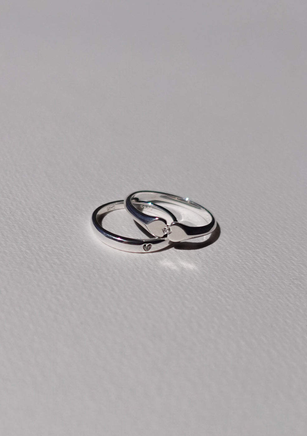 Heart Connection Signet Ring - Silver